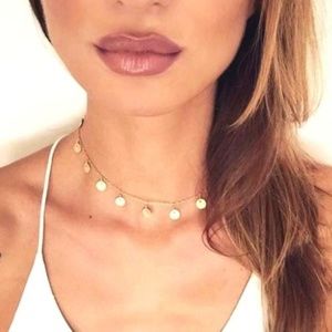 Womens Gold Choker Egyptian Circle Dangle Necklace